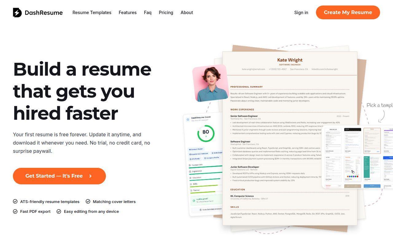 DashResume.com screenshot